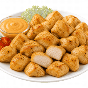 Cooked All White Diced Chicken Breast 3/4 Inch serving photo